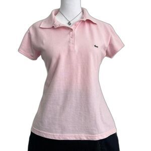 Lacoste pink polo shirt classic short sleeve collared